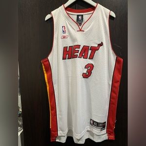 Reebok Miami Heat Dwayne Wade #3 White Sewn NBA Jersey Mens X Large 2+ Length